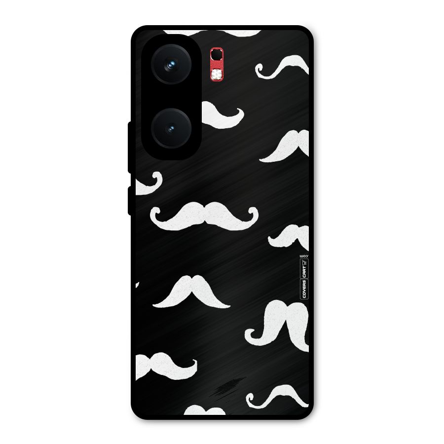 Moustache Pattern (White) Metal Back Case for iQOO Neo 9 Pro