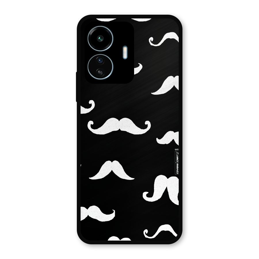 Moustache Pattern (White) Metal Back Case for vivo iQOO Z6 Lite 5G