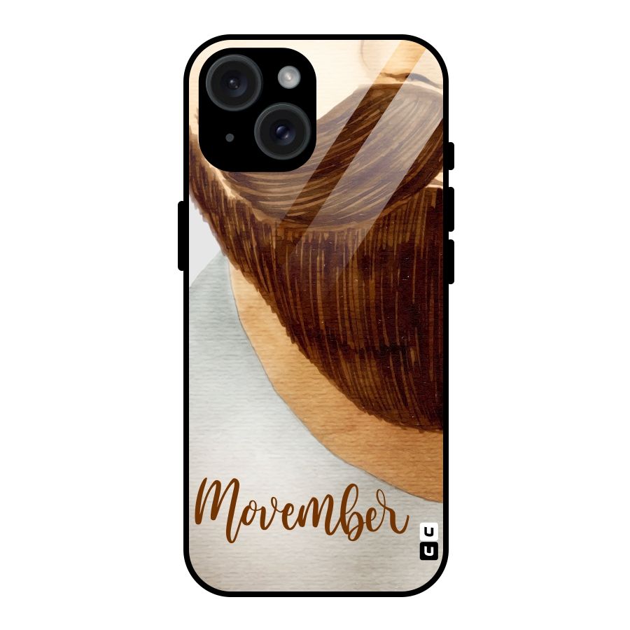 Movember Moustache Glass Back Case for iPhone 15