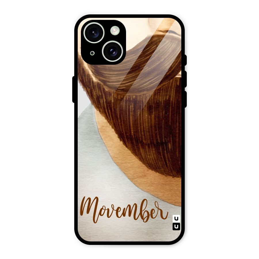 Movember Moustache Glass Back Case for iPhone 15 Plus