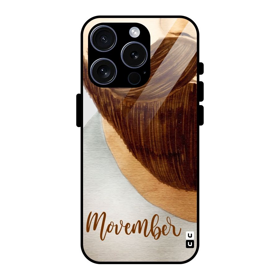 Movember Moustache Glass Back Case for iPhone 15 Pro
