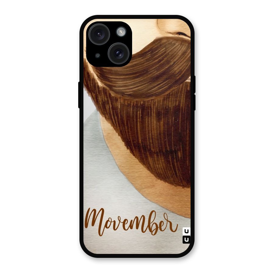 Movember Moustache Metal Back Case for iPhone 15 Plus