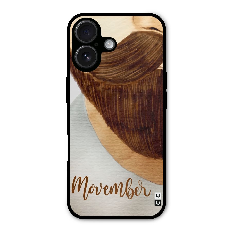 Movember Moustache Metal Back Case for iPhone 16