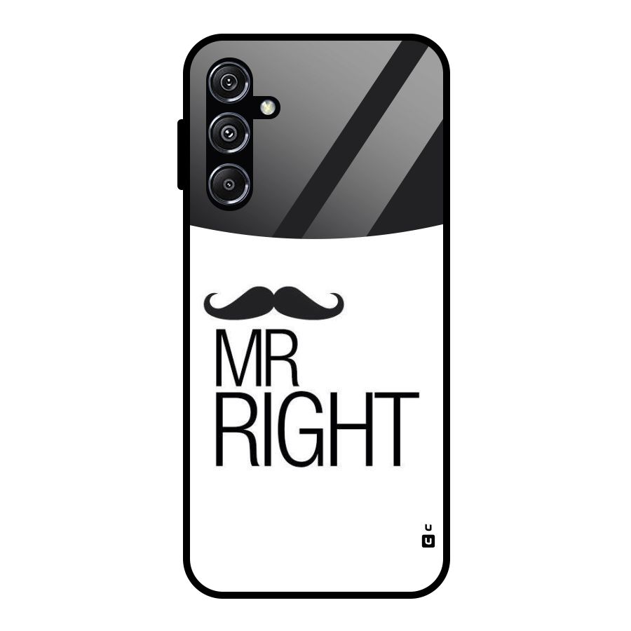 Mr. Right Moustache Glass Back Case for Galaxy M34 5G