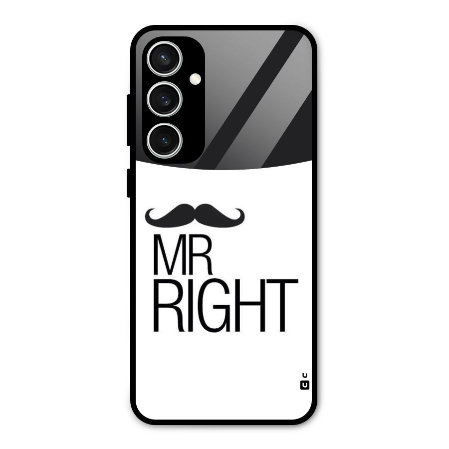 Mr. Right Moustache Glass Back Case for Galaxy S23 FE