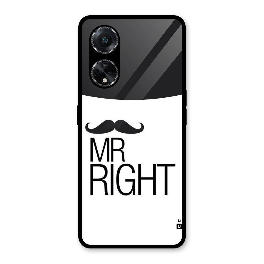 Mr. Right Moustache Glass Back Case for Oppo F23