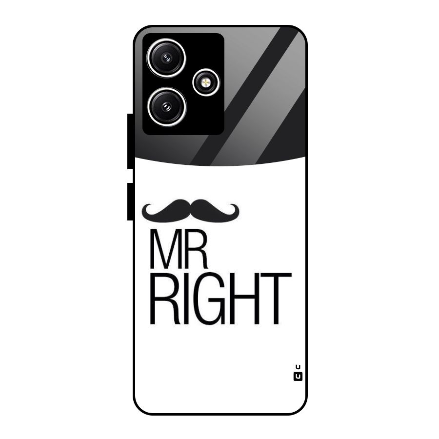 Mr. Right Moustache Glass Back Case for Poco M6 Pro
