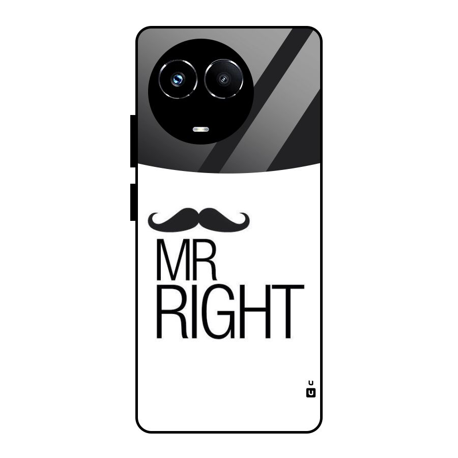 Mr. Right Moustache Glass Back Case for Realme 11X