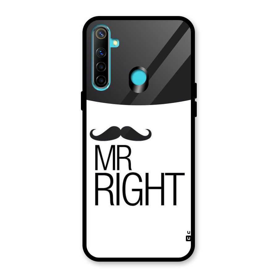 Mr. Right Moustache Glass Back Case for Realme 5i