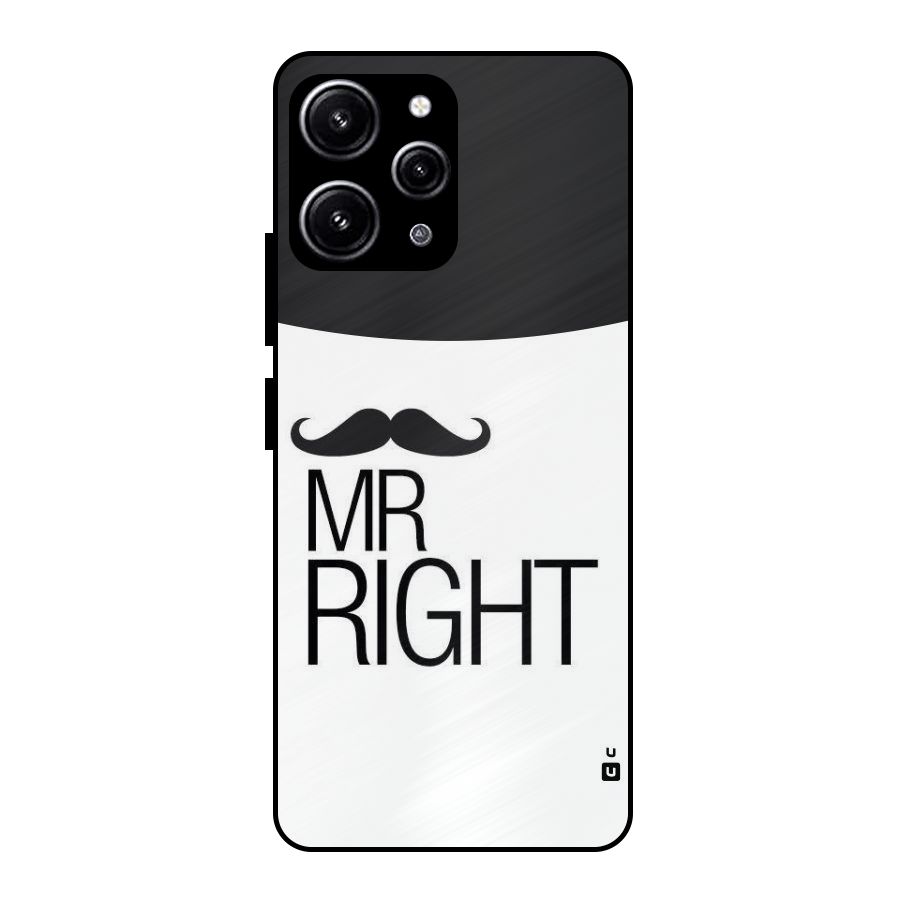 Mr. Right Moustache Glass Back Case for Redmi 12 4G