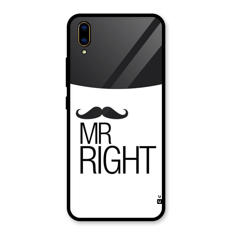 Mr. Right Moustache Glass Back Case for Vivo V11 Pro