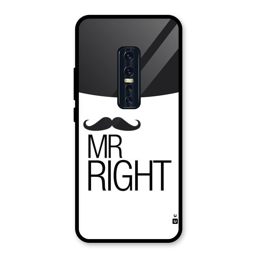 Mr. Right Moustache Glass Back Case for Vivo V17 Pro