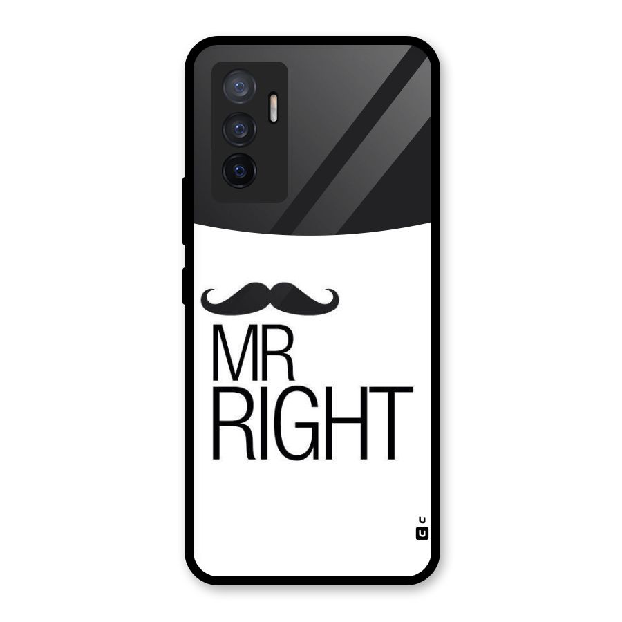 Mr. Right Moustache Glass Back Case for Vivo V23e