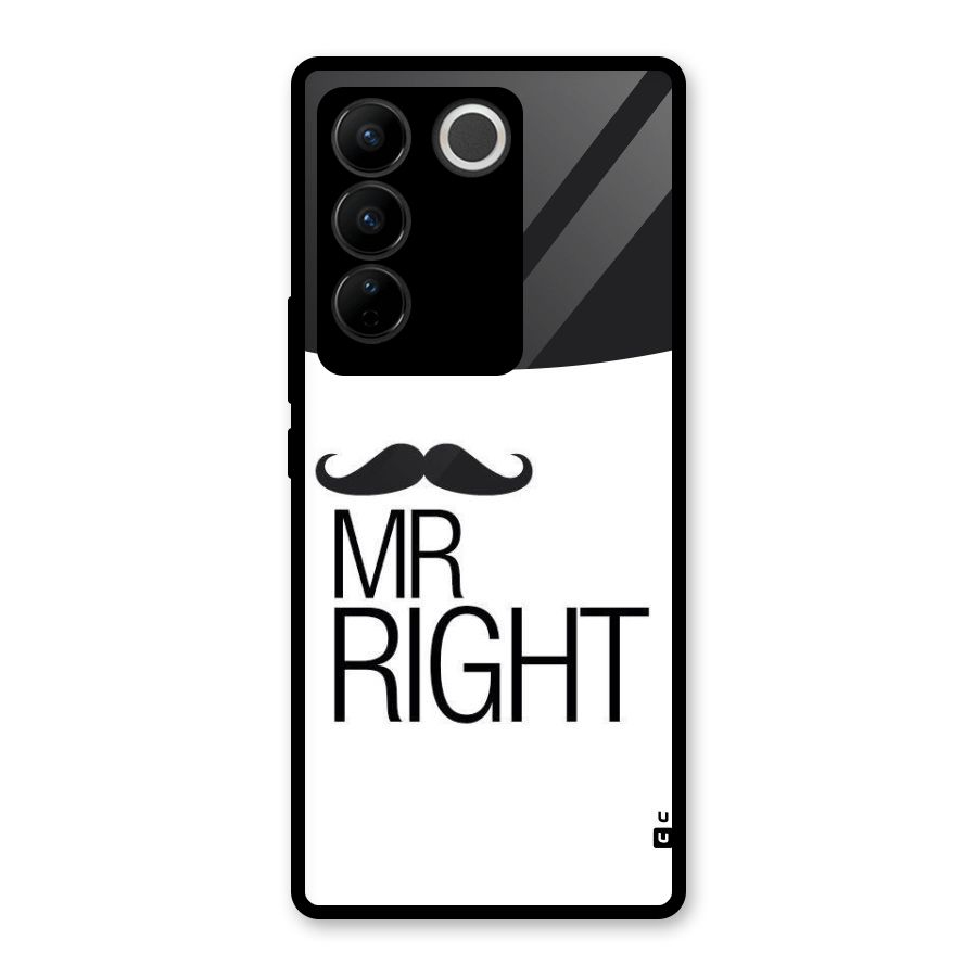 Mr. Right Moustache Glass Back Case for Vivo V27