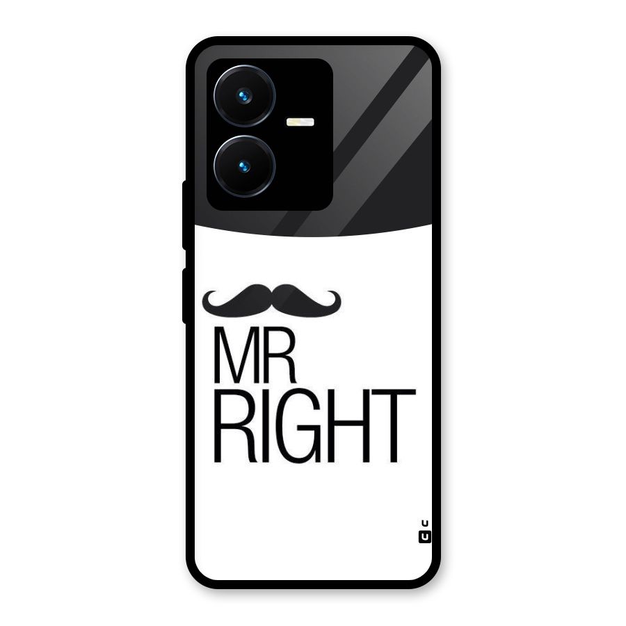Mr. Right Moustache Glass Back Case for Vivo Y22s
