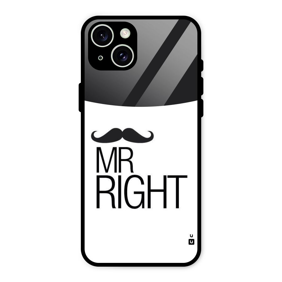 Mr. Right Moustache Glass Back Case for iPhone 15 Plus