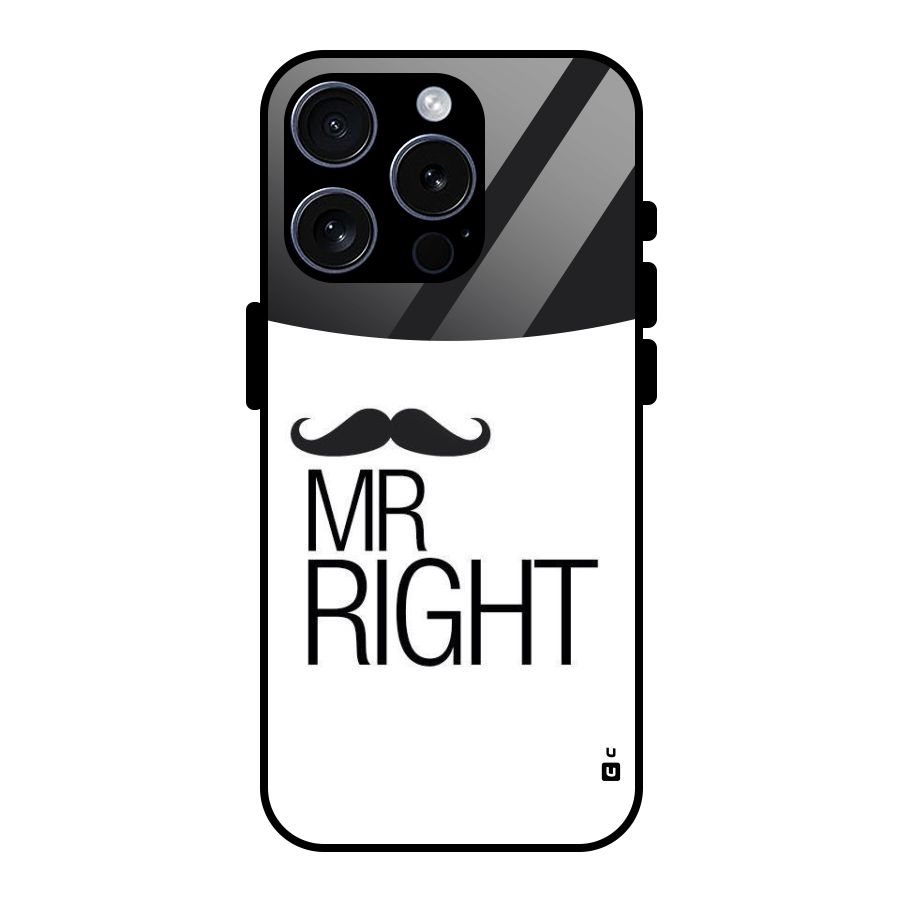 Mr. Right Moustache Glass Back Case for iPhone 15 Pro