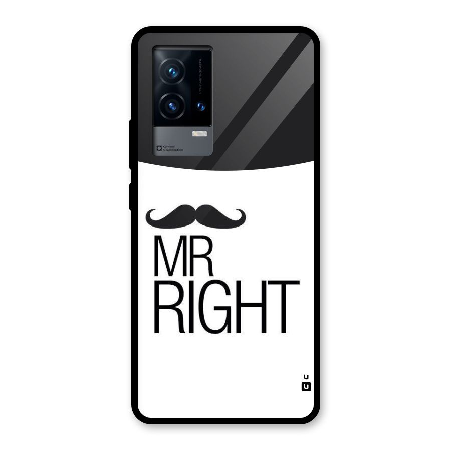 Mr. Right Moustache Glass Back Case for iQOO 9 5G