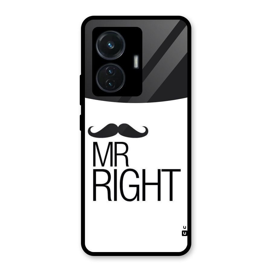 Mr. Right Moustache Glass Back Case for iQOO Z6 44W