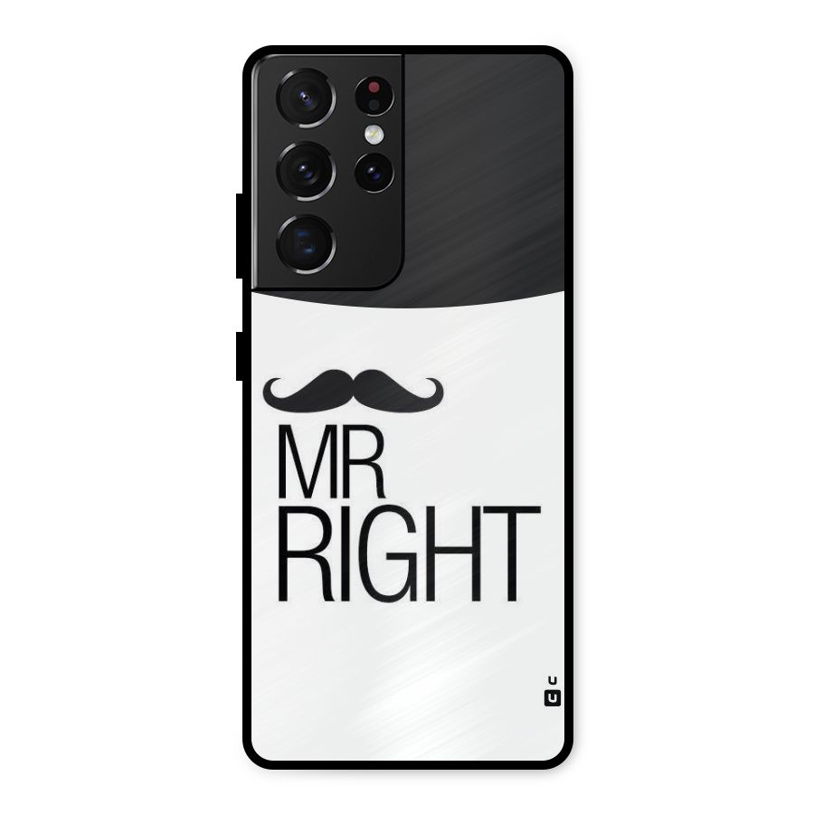 Mr. Right Moustache Metal Back Case for Galaxy S21 Ultra 5G