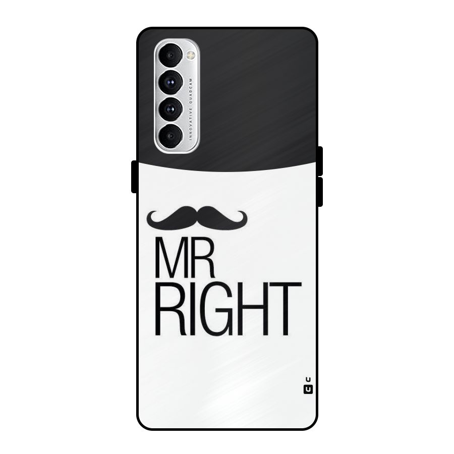 Mr. Right Moustache Metal Back Case for Oppo Reno4 Pro