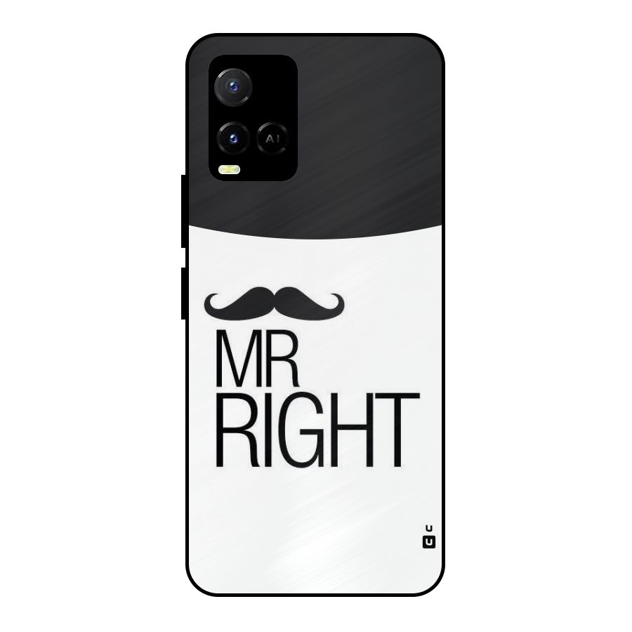Mr. Right Moustache Metal Back Case for Vivo Y21G