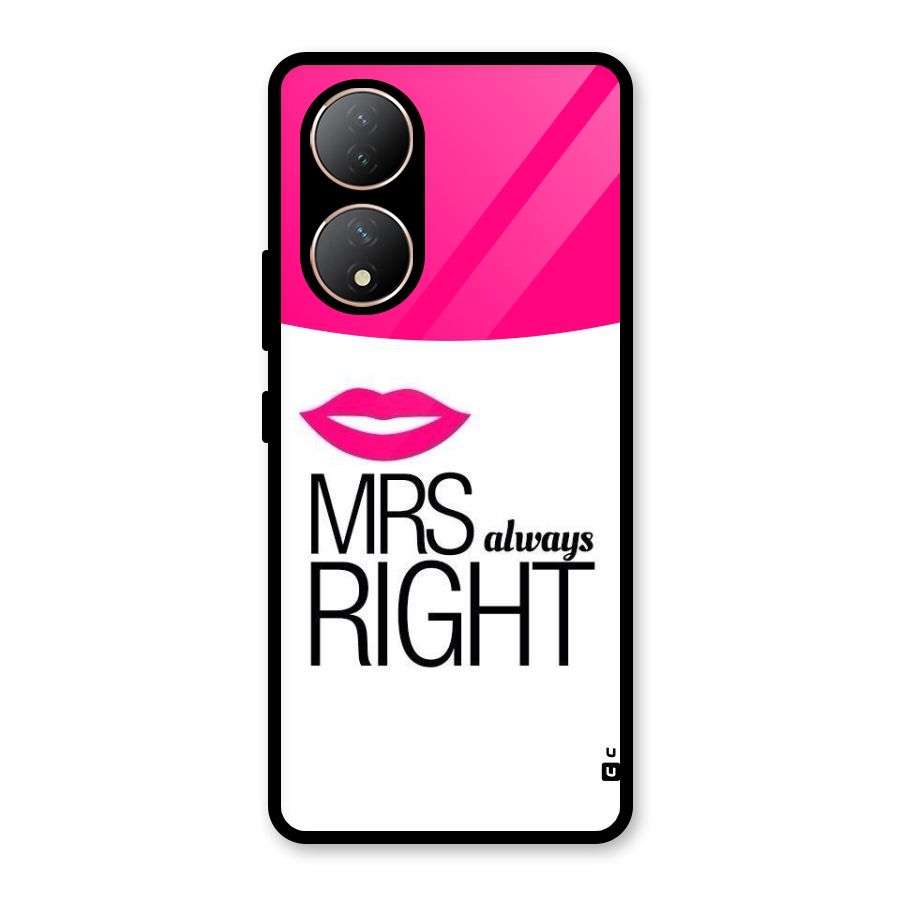 Mrs always right Glass Back Case for Vivo Y100A
