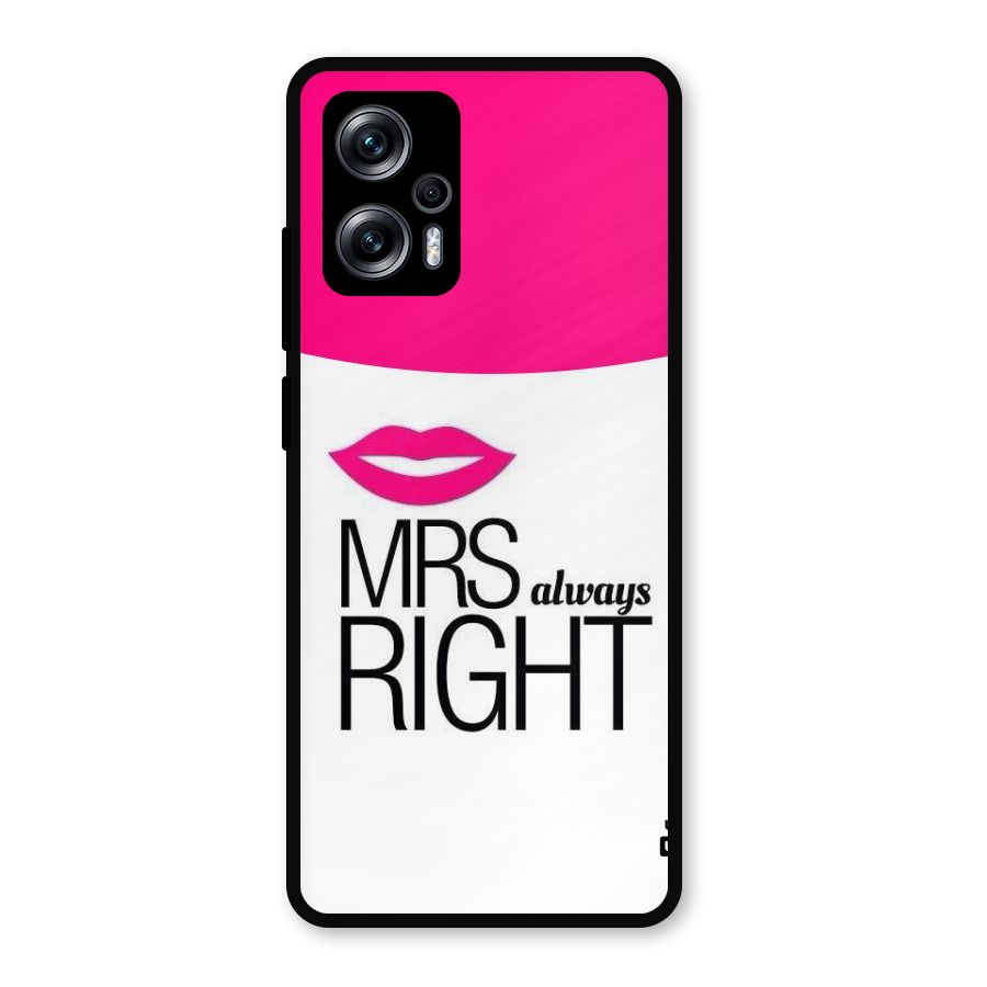 Mrs always right Metal Back Case for Redmi K50i