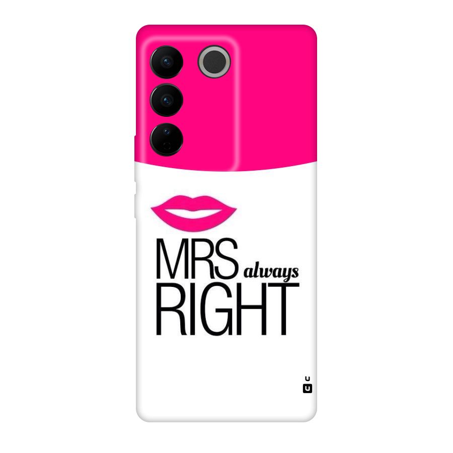 Mrs always right Original Polycarbonate Back Case for Vivo V27