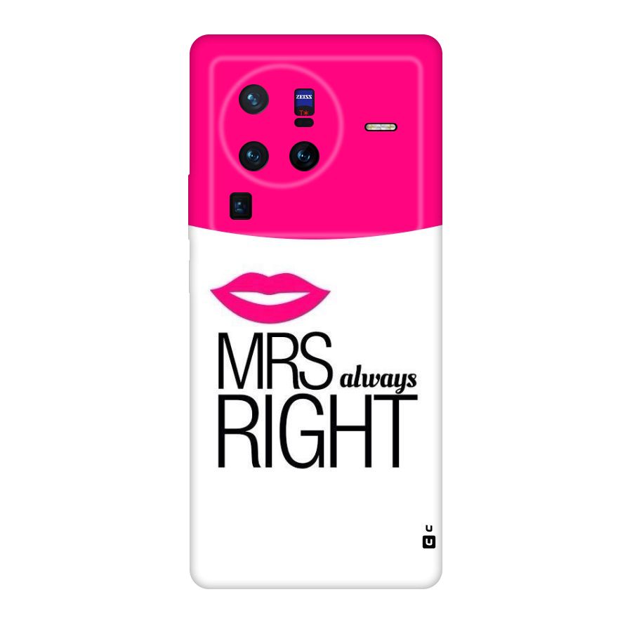Mrs always right Original Polycarbonate Back Case for Vivo X80