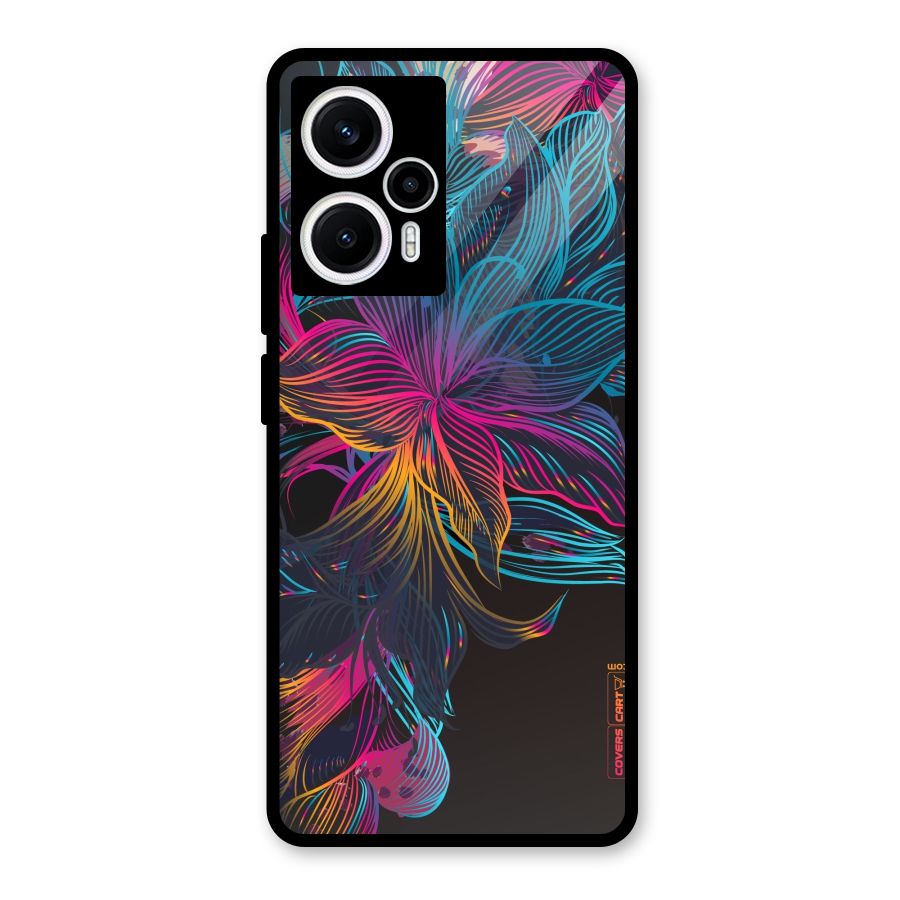 Multi-Colour Flowers Glass Back Case for Poco F5
