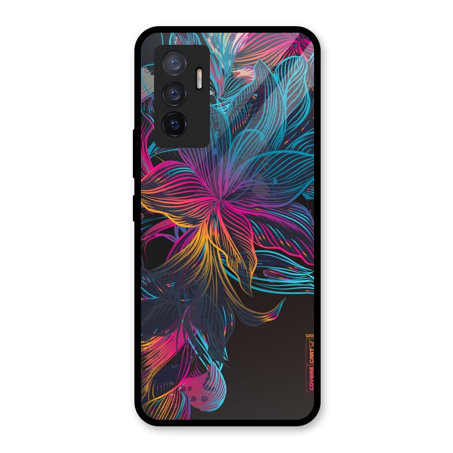 Multi-Colour Flowers Glass Back Case for Vivo V23e