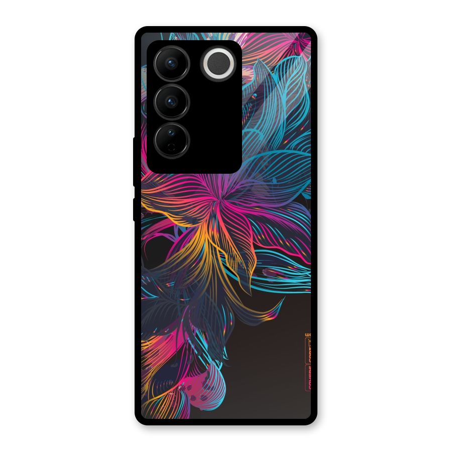 Multi-Colour Flowers Glass Back Case for Vivo V27