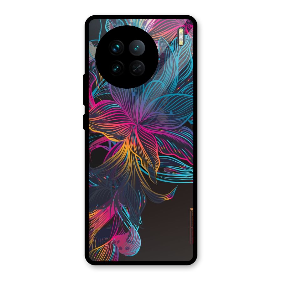 Multi-Colour Flowers Glass Back Case for Vivo X90