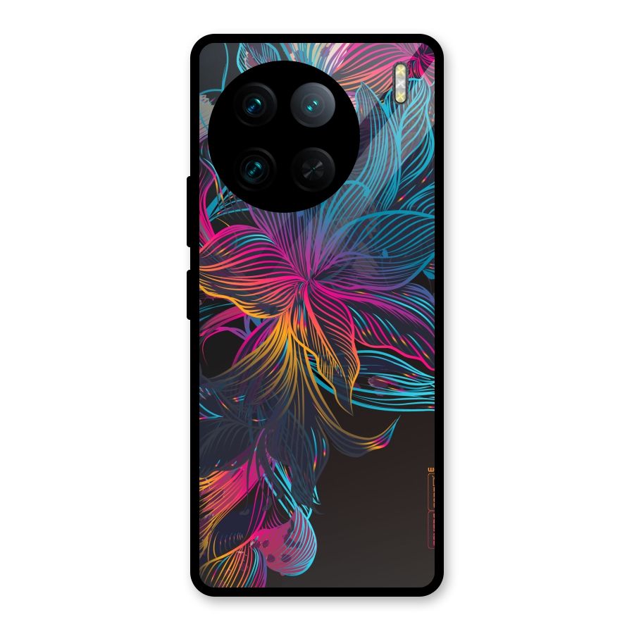 Multi-Colour Flowers Glass Back Case for Vivo X90 Pro