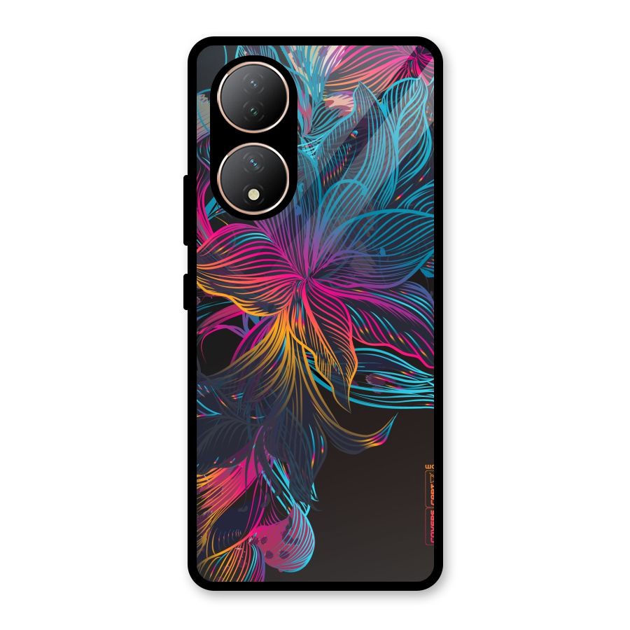 Multi-Colour Flowers Glass Back Case for Vivo Y100A
