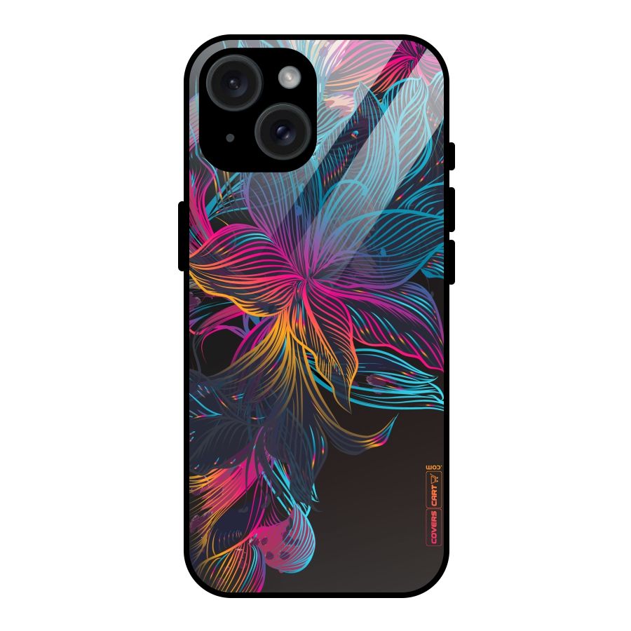 Multi-Colour Flowers Glass Back Case for iPhone 15