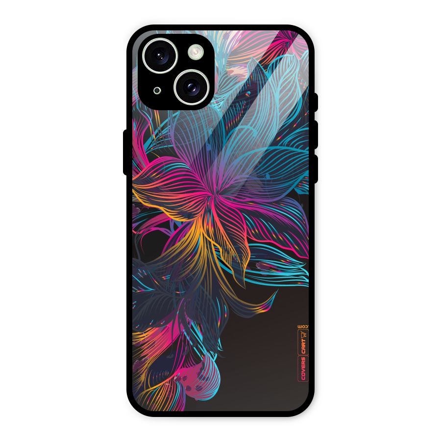 Multi-Colour Flowers Glass Back Case for iPhone 15 Plus
