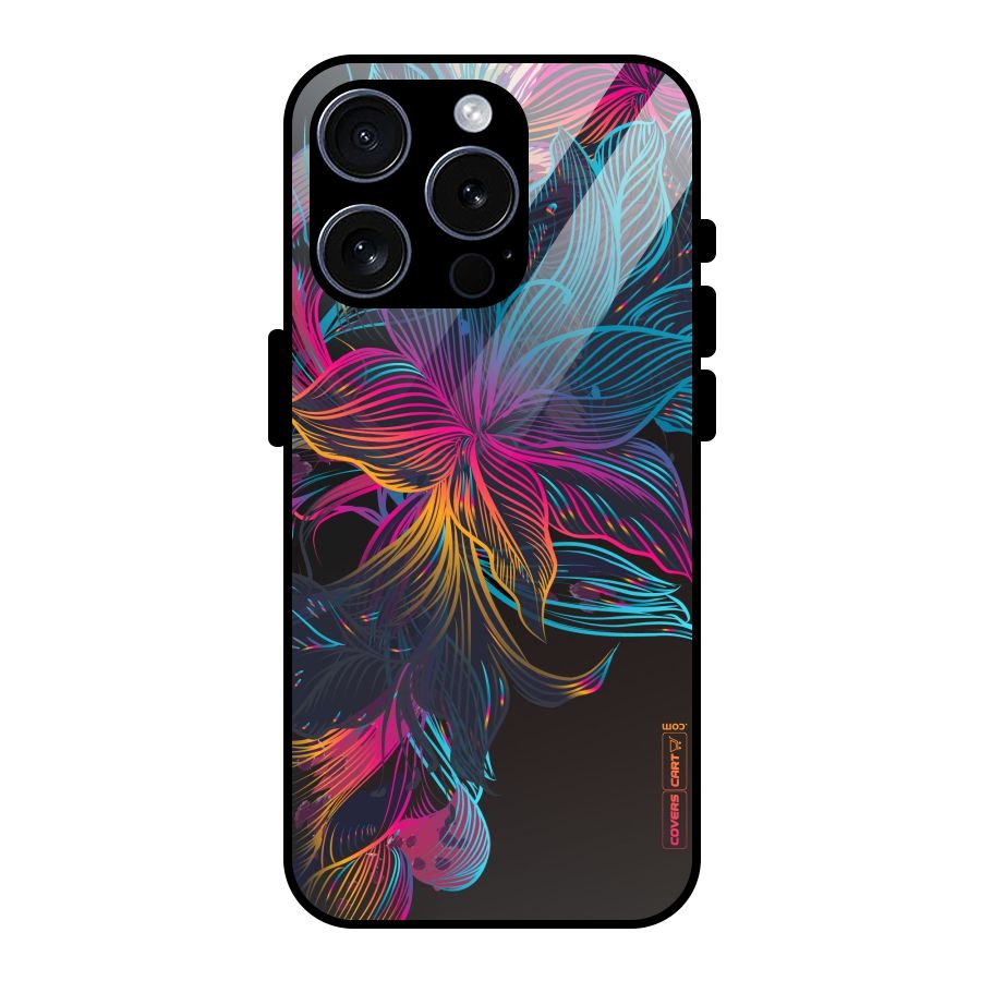 Multi-Colour Flowers Glass Back Case for iPhone 15 Pro