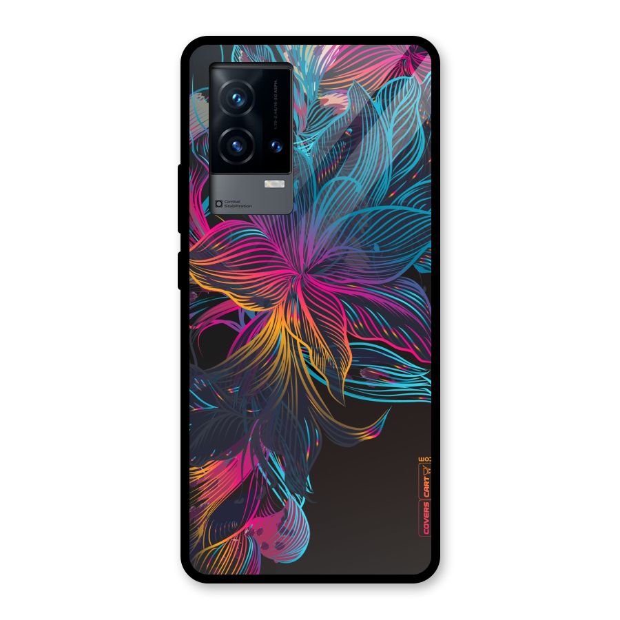 Multi-Colour Flowers Glass Back Case for iQOO 9 5G
