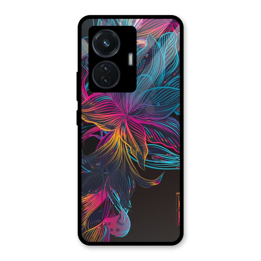 Multi-Colour Flowers Glass Back Case for iQOO Z6 44W