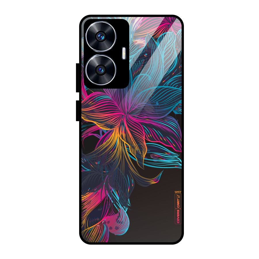 Multi-Colour Flowers Glass Back Case for realme C55