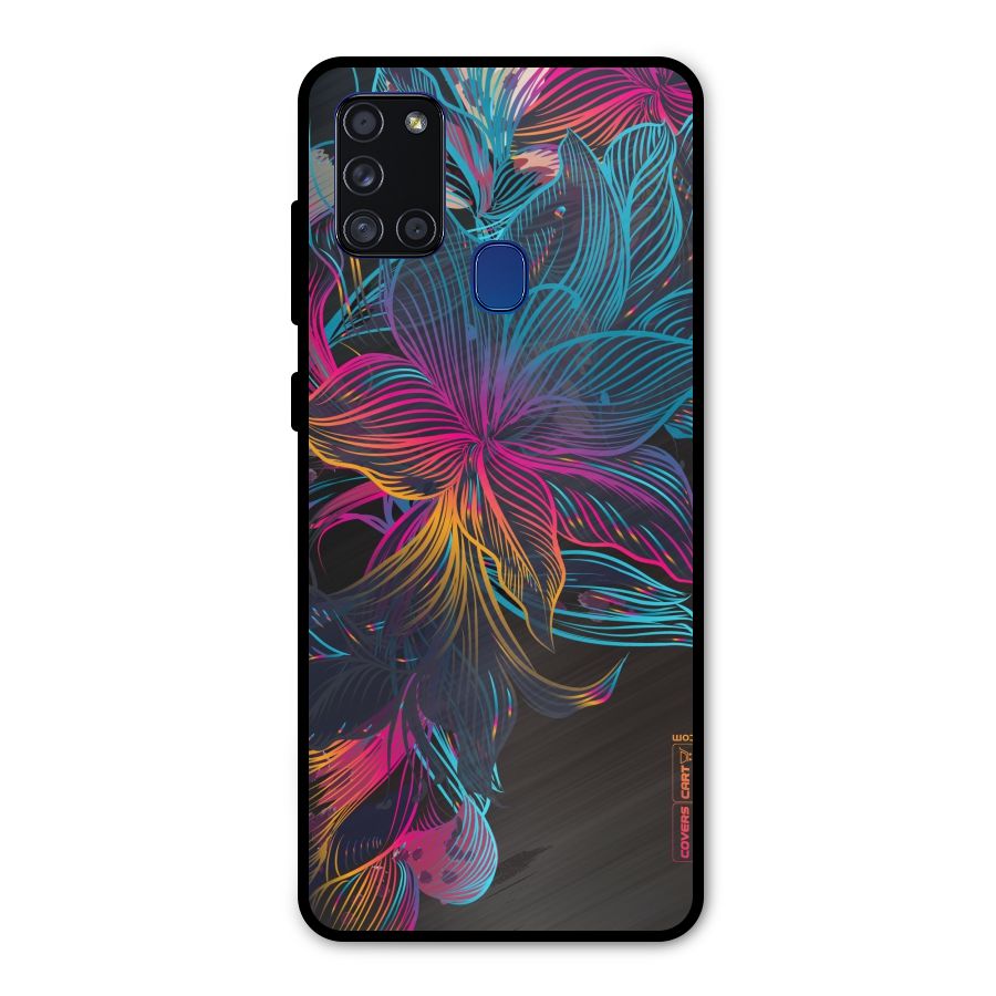 Multi-Colour Flowers Metal Back Case for Galaxy A21s