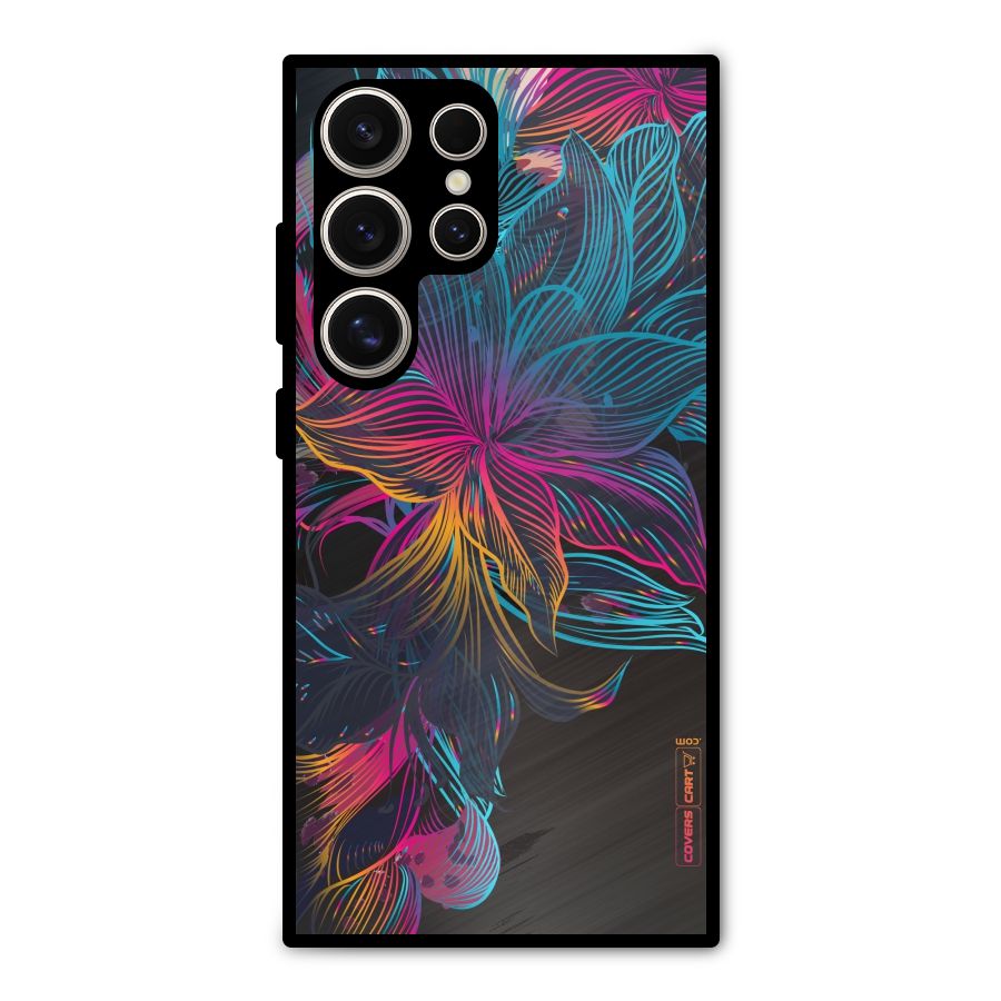 Multi-Colour Flowers Metal Back Case for Galaxy S24 Ultra