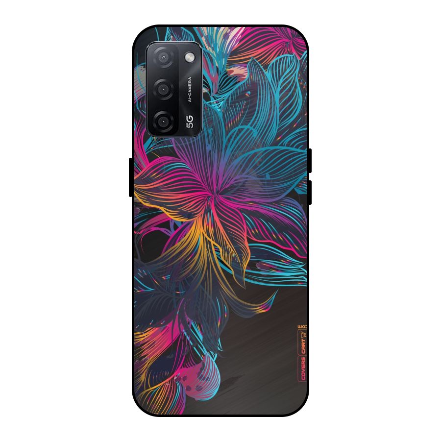 Multi-Colour Flowers Metal Back Case for Oppo A53s 5G