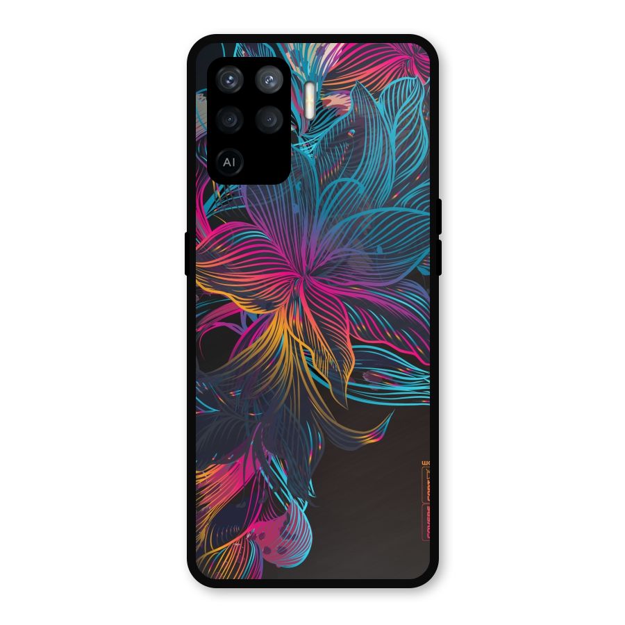 Multi-Colour Flowers Metal Back Case for Oppo F19 Pro