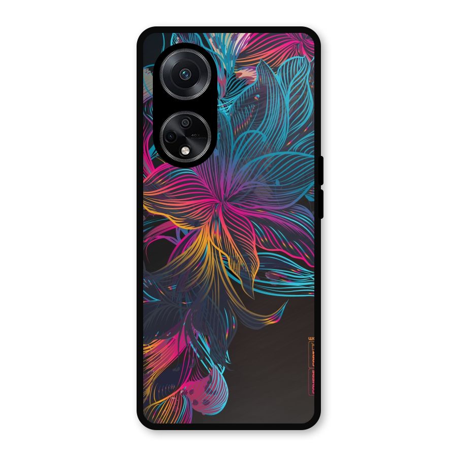 Multi-Colour Flowers Metal Back Case for Oppo F23