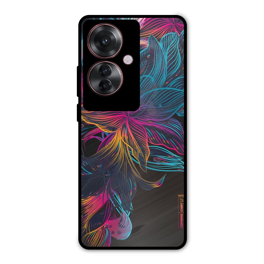 Multi-Colour Flowers Metal Back Case for Oppo F25 Pro
