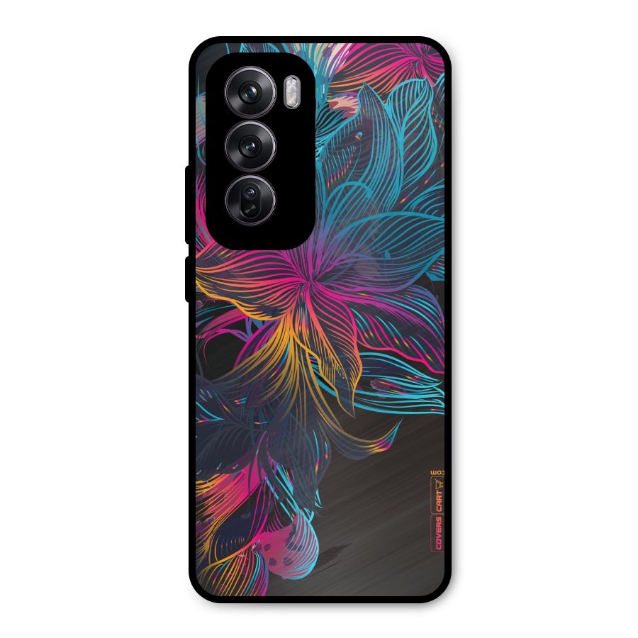 Multi-Colour Flowers Metal Back Case for Oppo Reno12 Pro