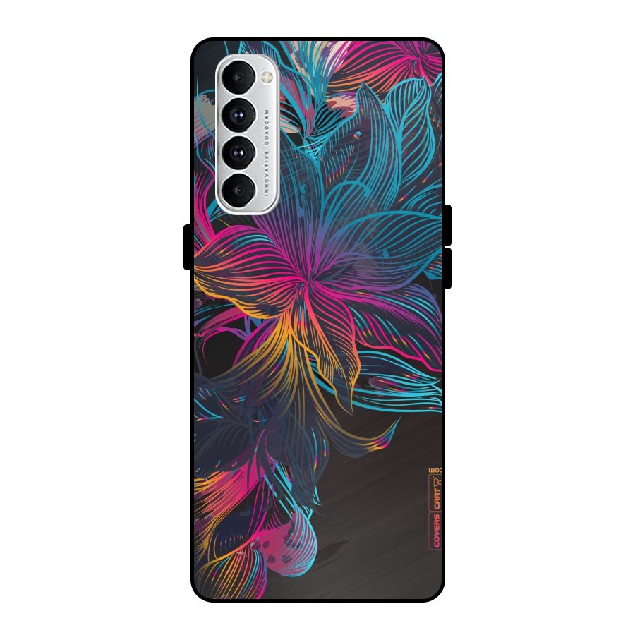 Multi-Colour Flowers Metal Back Case for Oppo Reno4 Pro